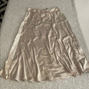 Zara satin finish champagne midi skirt, size M